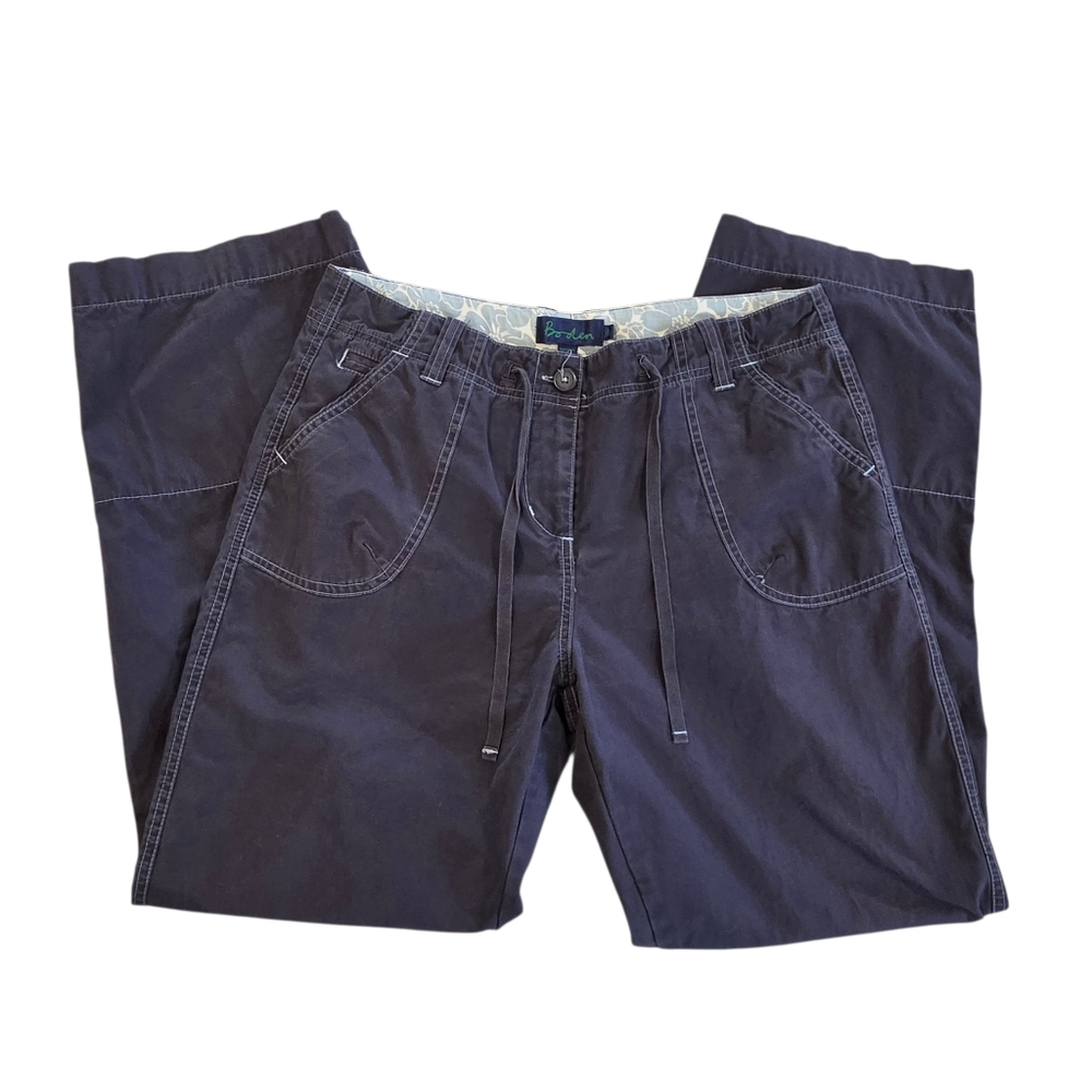 Boden Womans 100% Cotton Navy Blue Casual Lightweight Pants